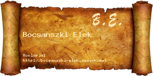 Bocsanszki Elek névjegykártya