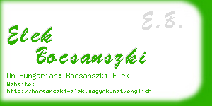 elek bocsanszki business card